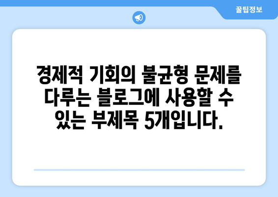 경제적 기회의 불균형 문제